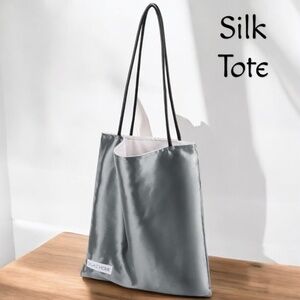 Luxury Designer Silk Shoulder/Tote Bag-Vegan Leather Handles/Inner Pockets NWT